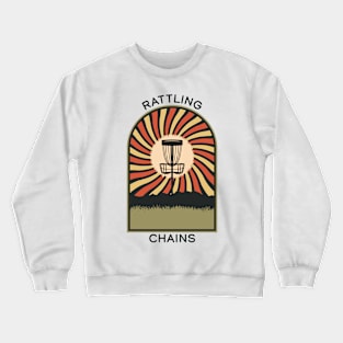 Rattling Chains | Disc Golf Vintage Retro Arch Mountains Crewneck Sweatshirt